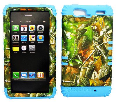 Droid RAZR MAXX XT913 Hybrid Case Mossy Oak Light Blue Rubber Cover