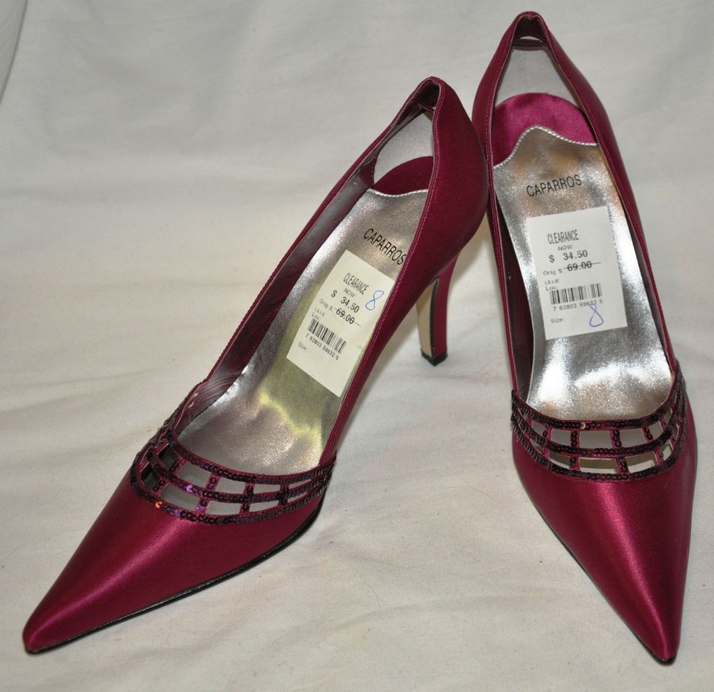 CAPARROS Lillie Satin/Sequin Evening Shoe Black or Wine