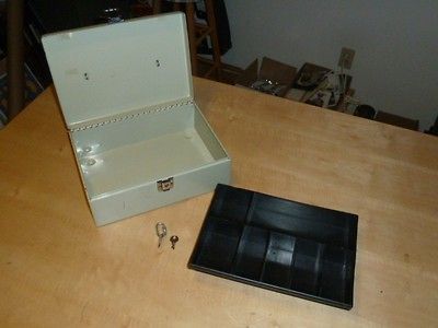 Metal Cash Money Lock Box w/ Insert & 2 Keys