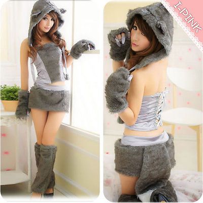 Sexy Cosplay Brown Kitty Cat halloween costumes fancy Party Wear dress