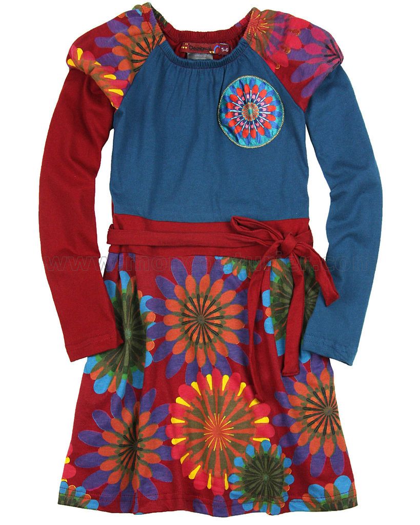 Desigual Girls Long Sleeve Dress Chinchon, Sizes 4, 5, 6, 7, 8, 9, 10