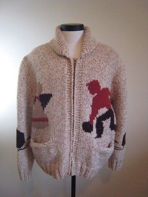 THE BIG LEBOWSKI SWEATER BOWLING SIZE M L HANDMADE CHUNKY ZIP SWEATER