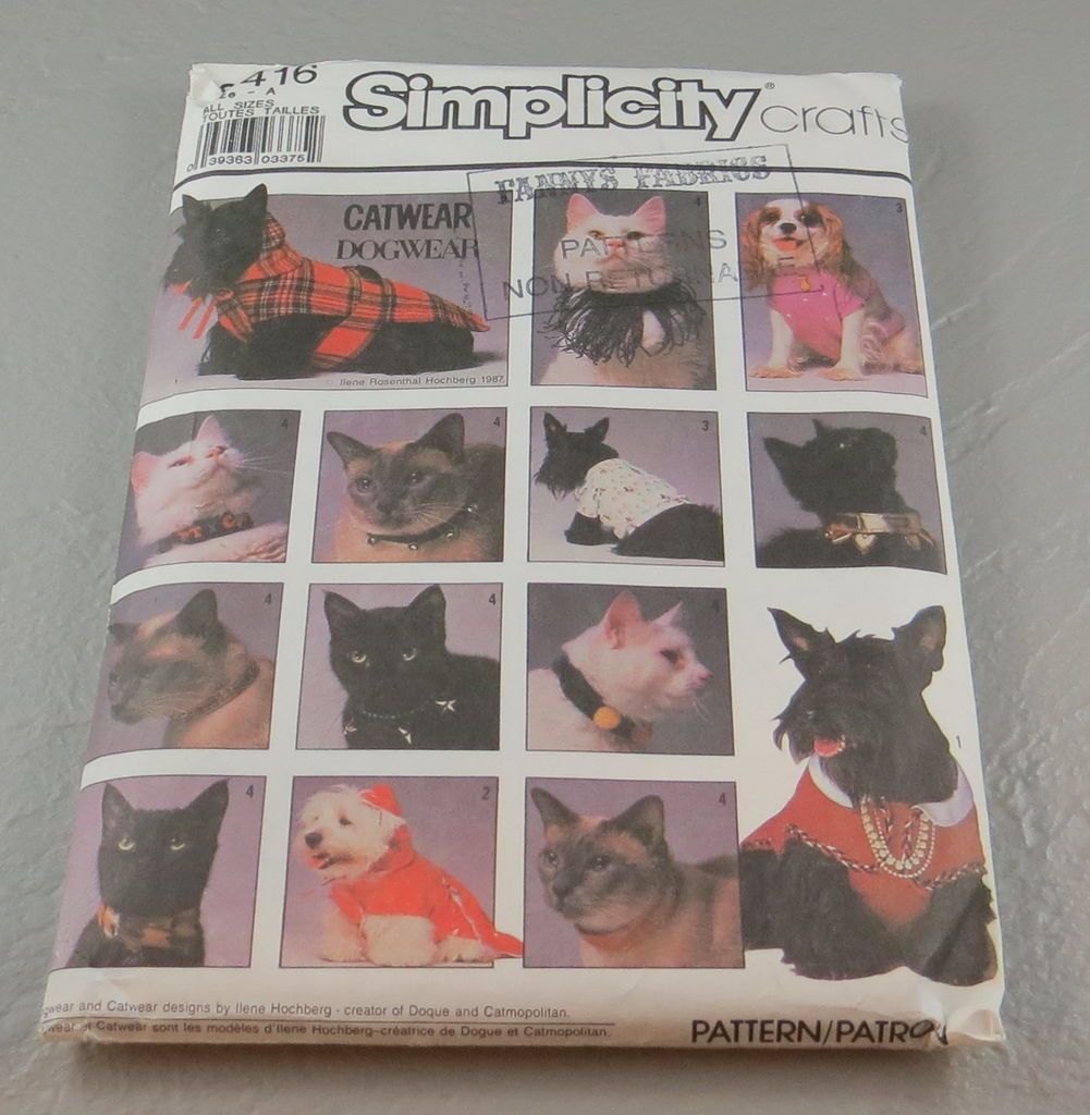 Crafts Dog Coat & T Shirt & Decorative Cat Collars #8416 Pattern