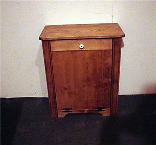 Wood Trash Bin Pet Food Hamper Ha ndcrafted Orig White