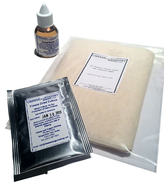 Mini Kit 1  Rennet 1oz, Mesophilic Starter Culture, & Cheese Cloth