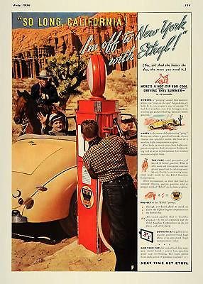 Ethyl Gasoline Antique Pump Cowboy Vintage Car   ORIGINAL ADVERTISING