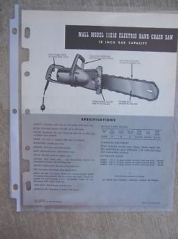 Tool Promo 11E18 Electric Hand Chain Saw Ad 18 Inch Bar One Hand H