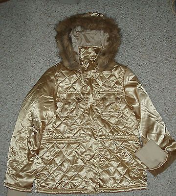 GOLD PUFFER SOUTH POLE JACKET W/ FAKE FUR EDGED HOOD SUPPORT SF 49ers