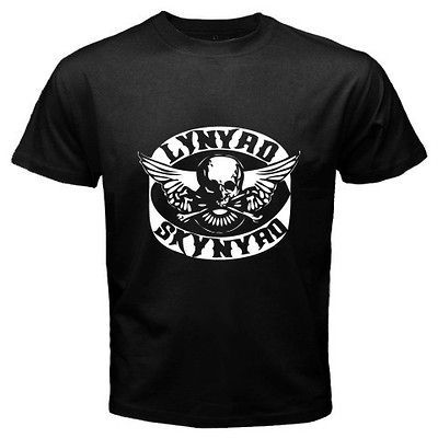 New Lynyrd Skynyrd Logo Ronnie Van Zant Steve Gaines Black T Shirt