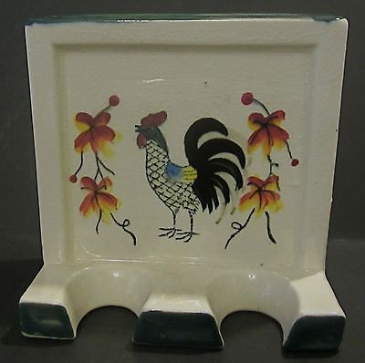 VINTAGE HEAVY CERAMIC ROOSTER WALL POCKET