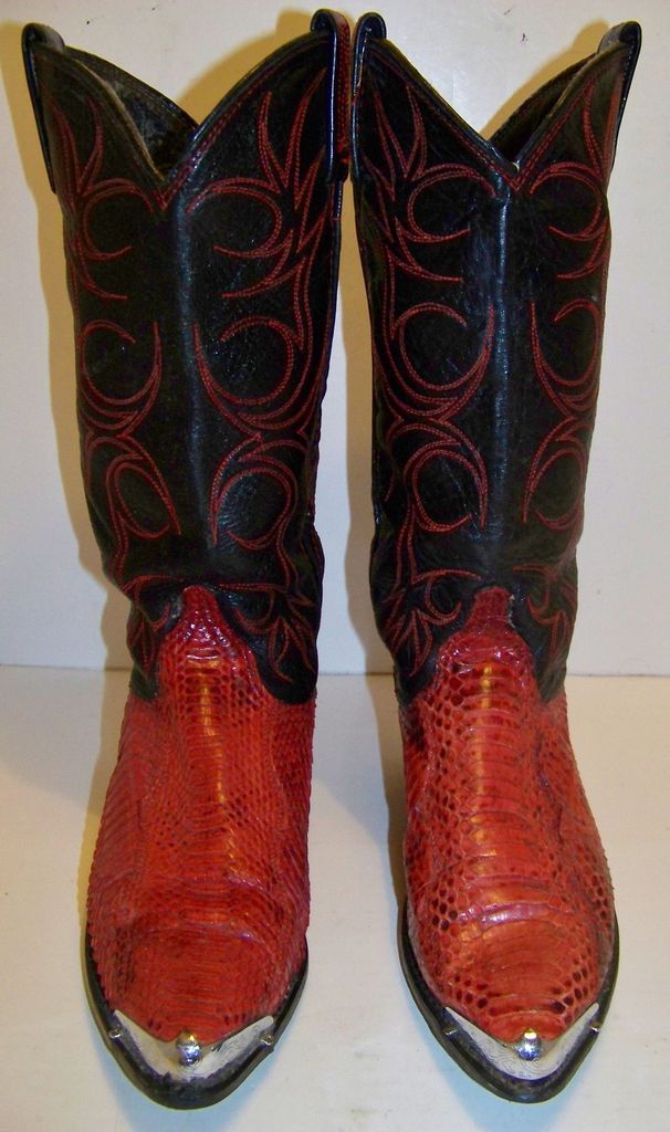 Ladies Vintage Dingo Red Python Skin Boots Size 7M