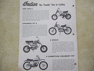Vintage Indian Motorcycle Mini Bike Brochure 4 Models 50cc 100cc