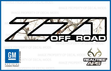 2003 Chevy Silverado Z71 Off Road decals Realtree APS Snow Camo