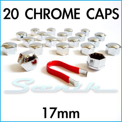 20) Chrome Cap Covers Wheel Lug Nut Bolt BMW Mercedes