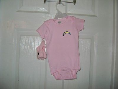 San Diego Chargers Baby One Piece 12 18 Months with Socks Pink NWOT