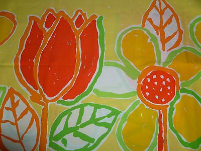 PAIR Vintage KING Pillowcases BRIGHT ORANGES/GREENS /YELLOWS BIG