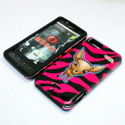 CHIWAWA DOG HOT PINK ZEBRA 2 IN 1 COVER CASE FOR VERIZON MOTOROLA