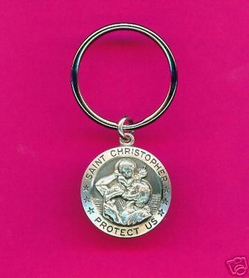 St. Christopher Solid Sterling Silver Medal Key Ring A