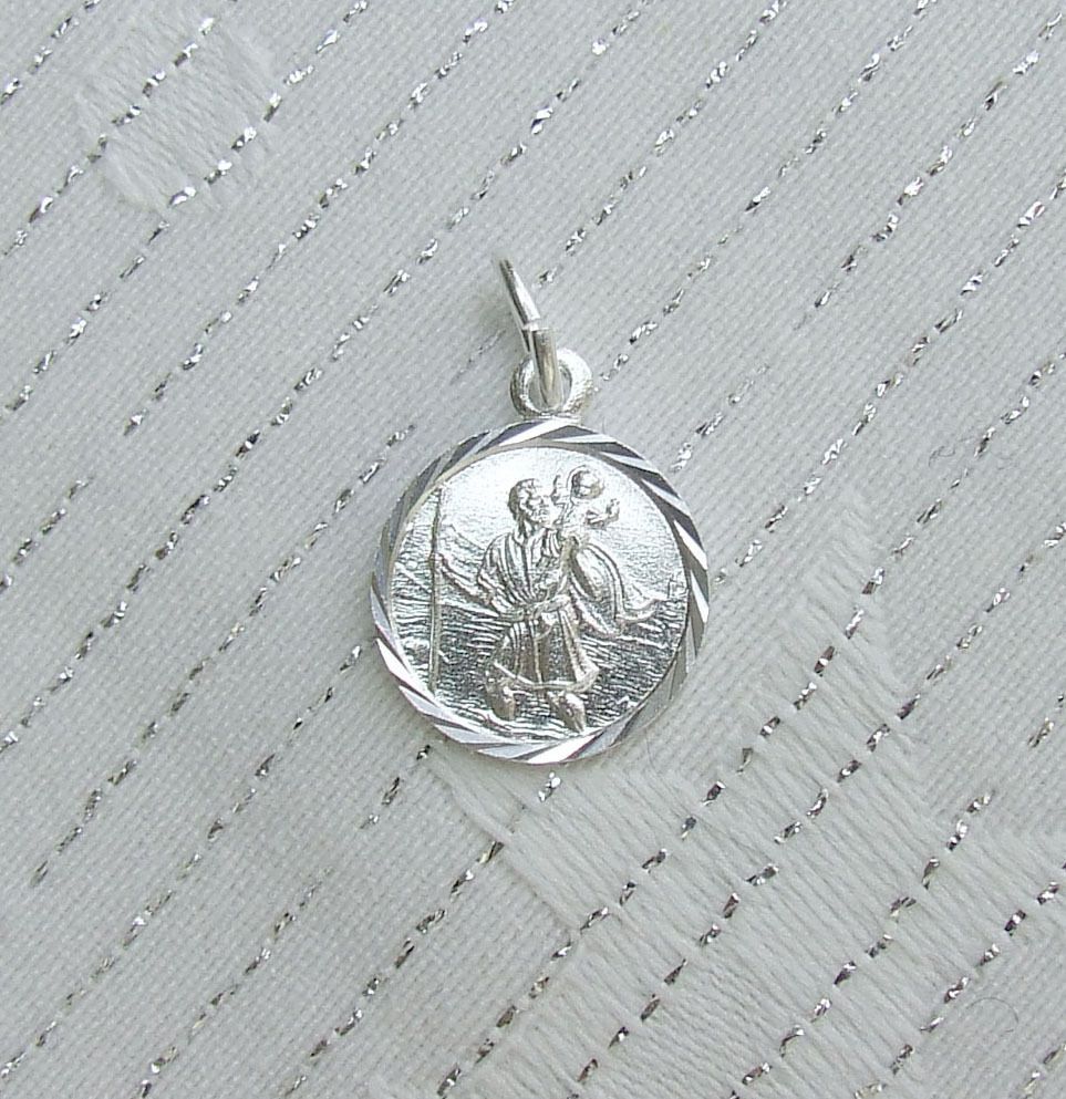 ST CHRISTOPHER PENDANT CHARM ENGLISH 925 STERLING SILVER