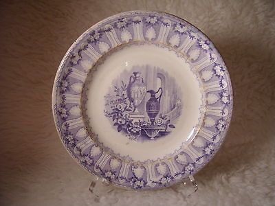 1856 DAVENPORT BROTHERS STAFFORDSHIRE PURPLE CLAREMONT PLATE 7.5