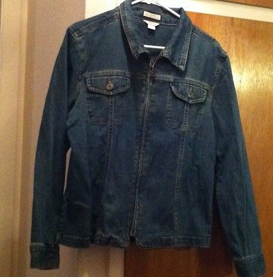 Womens Christopher & Banks Denim Zip Jacket Top Long Sleeve Size XL