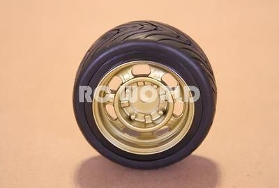 10 CAR TIRES WHEELS RIMS PACKAGE KYOSHO TAMIYA HPI GOLD OLD SCHOOL