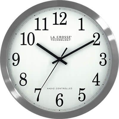 Crosse WT 3126B 12 Atomic Analog Wall Clock w/ Stainless Steel Case