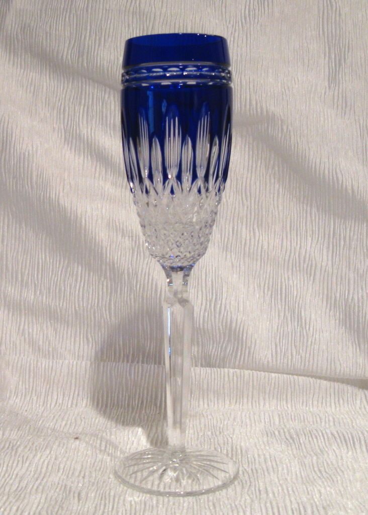 Waterford Clarendon Cobalt Champagne Flute Artist Signed by Master