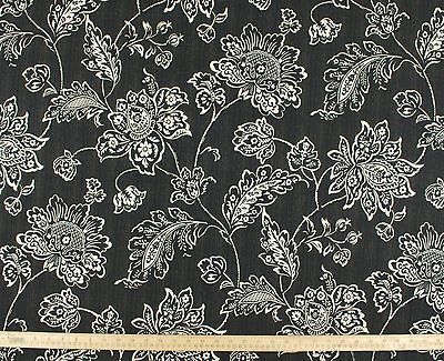 Yard Remnant  Waverly Outdoor Fabric Everard Damask Onyx Black