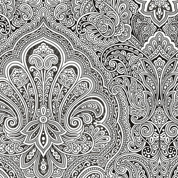 Gorgeous Black and White Paisley Wallpaper