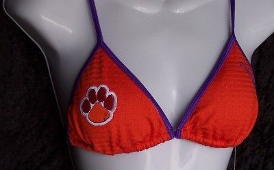 CLEMSON TIGERS BIKINI TOP, ORANGE, SIZE LARGE