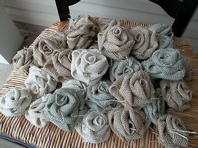 20 Handmade Burlap Roses Wedding decor