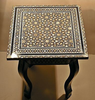 Moroccan Vintage Mother of Pearl Mosaic Wood Sqaure Coffee Table