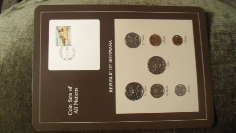 Coin Sets of All Nations Botswana w/card 1981   1984 UNC birds