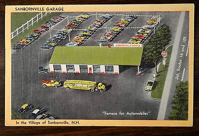 SANBORNVILLE NH GARAGE AUTO DEALER CARS WRECKER SERVICE 1957 Linen Ad
