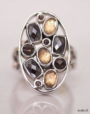 New $188 LORI BONN Sz 8 Sterling Silver Multistone Cluster Ring TUDOR