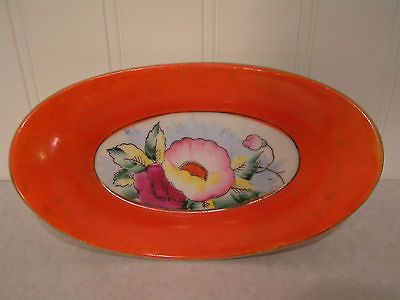 Vintage Hand Painted Orange Red Poppy Dish, Made in Japan, Chikusa