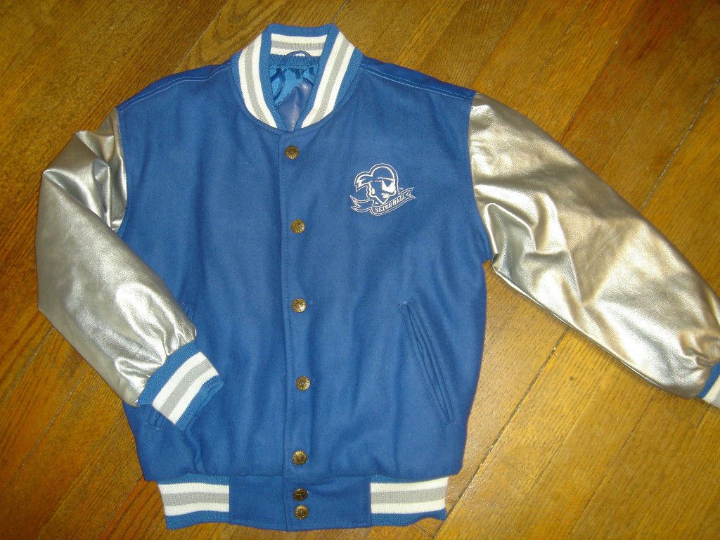 NEW Seton Hall SHU Pirates Varsity Type Jacket boy girl size 6 8 BIG