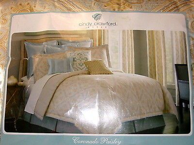 NEW CINDY CRAWFORD CORONADO PAISLEY 4 PC KING COMFORTER SET