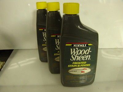 Lot of 3) Minwax Wood Sheen Frosted Stain and Finish Slate Blue 12oz