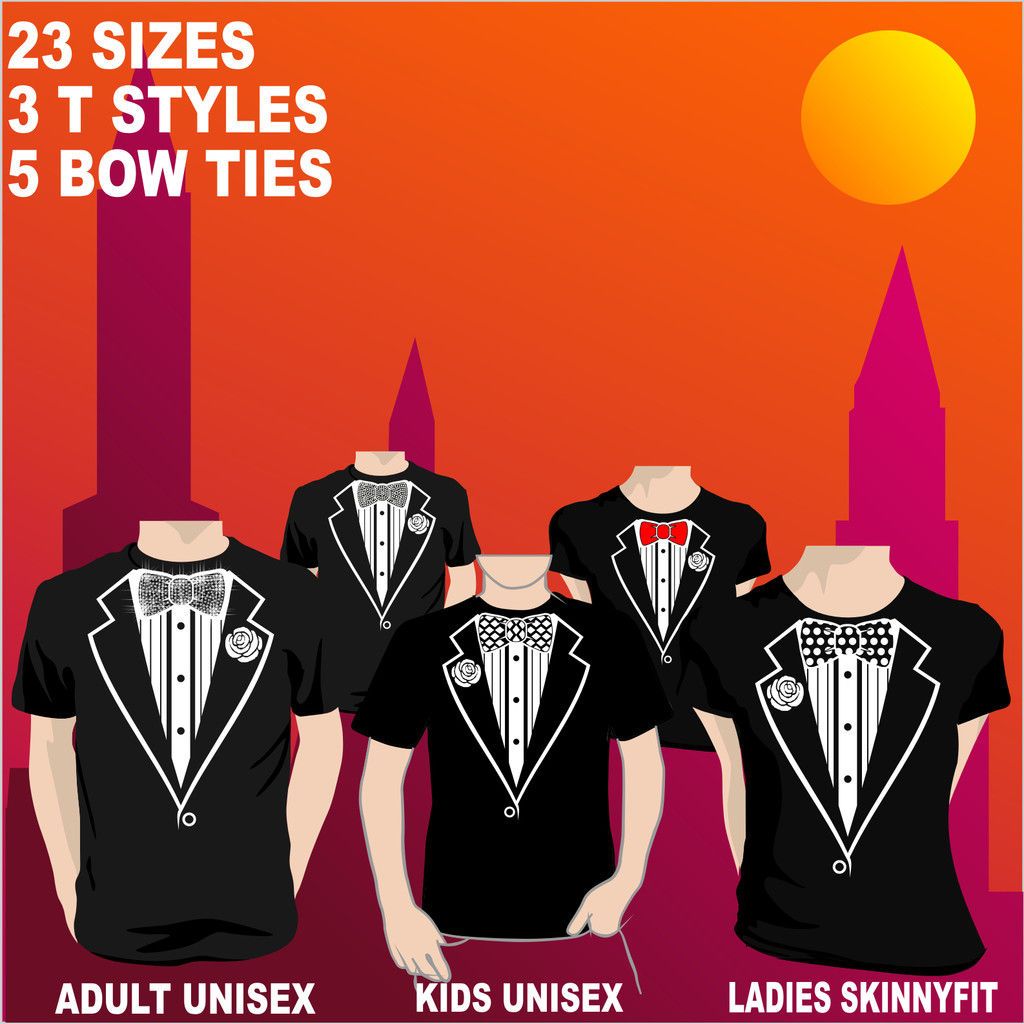 TUXEDO T SHIRT fancy dress stag hen party Diamante Bows