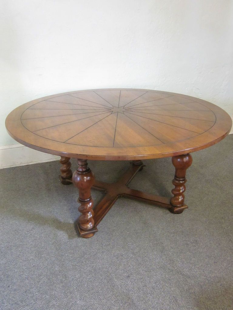 Henredon Round Barley Twist Walnut Dining Table