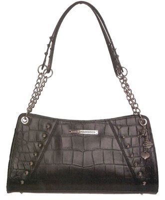 HARLEY® WOMENS BLACK CROCO CHAIN BAG OC4441L BLK