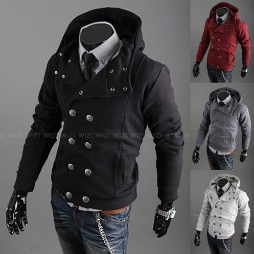 Men’s Stylish Casual Jackets double Pea Coats Hoodie XS S M