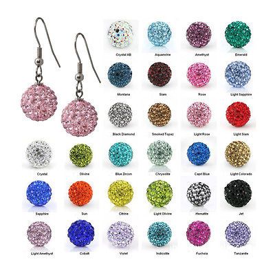 Shamballa Czech Crystal 10MM Ball STUD/ DROP EARRINGS,DISCO CLAY SET