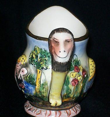 Capodimonte Figural Monkey Head Handle Creamer or Small Pitcher