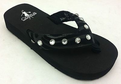 Corkys Girls Youth NEW Evelyn BLACK Zebra Print Rhinestone Sandals