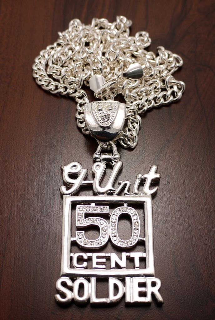 UNIT 50CENT SOLDIER PENDANT 6mm & 36 CUBAN LINK CHAIN NECKLACE OP75