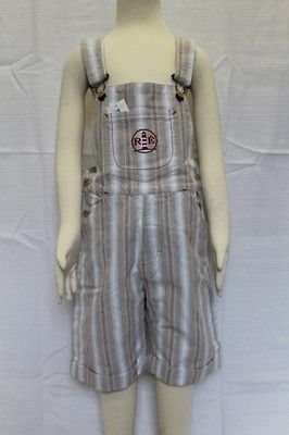 Titter String Beige / Multi Striped Cropped Overalls Age 4 NWT $58