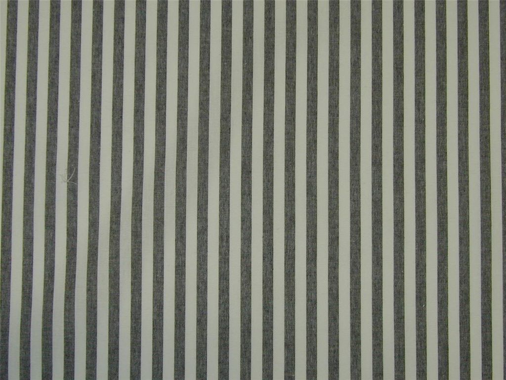 Lightweight Curtain Fabric French Stripe Black White Cotton by the